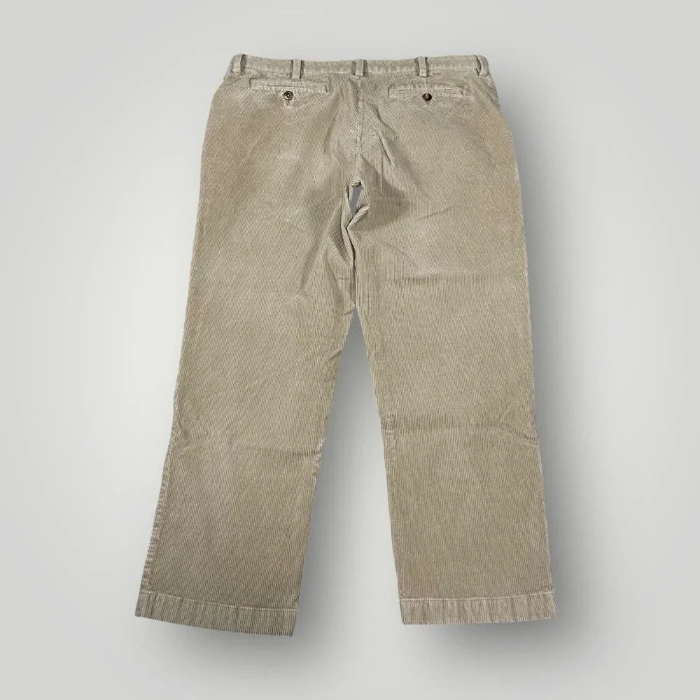 L.L.Bean Corduroy Pants Mens 36x29 Khaki Beige Classic Fit Stretch Zip Fly Chino